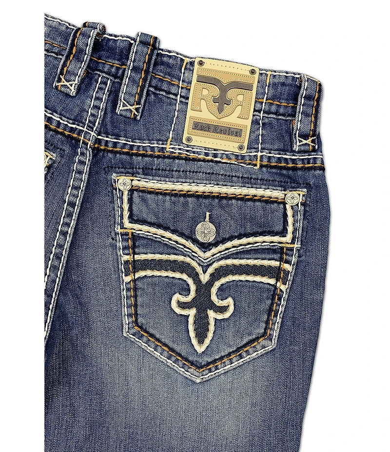 Rock Revival Caleb Fleur-De-Lis-Embroidered Straight Leg Jeans