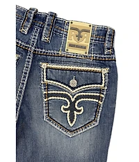 Rock Revival Caleb Fleur-De-Lis-Embroidered Straight Leg Jeans