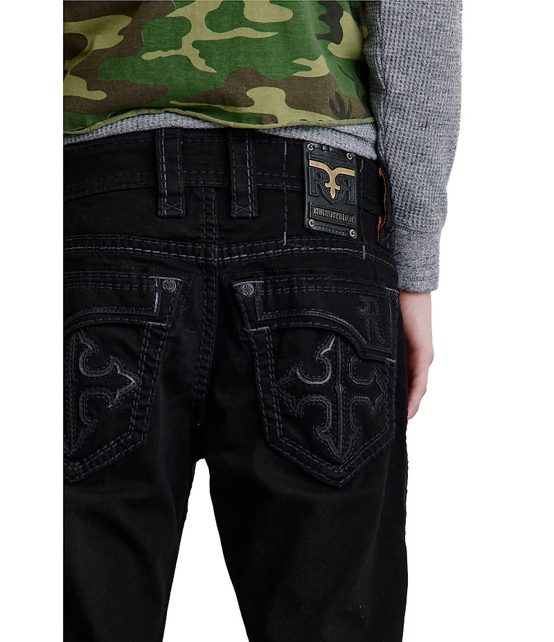 Rock Revival Camilo Relaxed Fit Fleur-De-Lis-Embroidered Denim Shorts