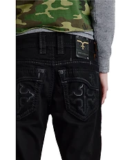 Rock Revival Camilo Relaxed Fit Fleur-De-Lis-Embroidered Denim Shorts