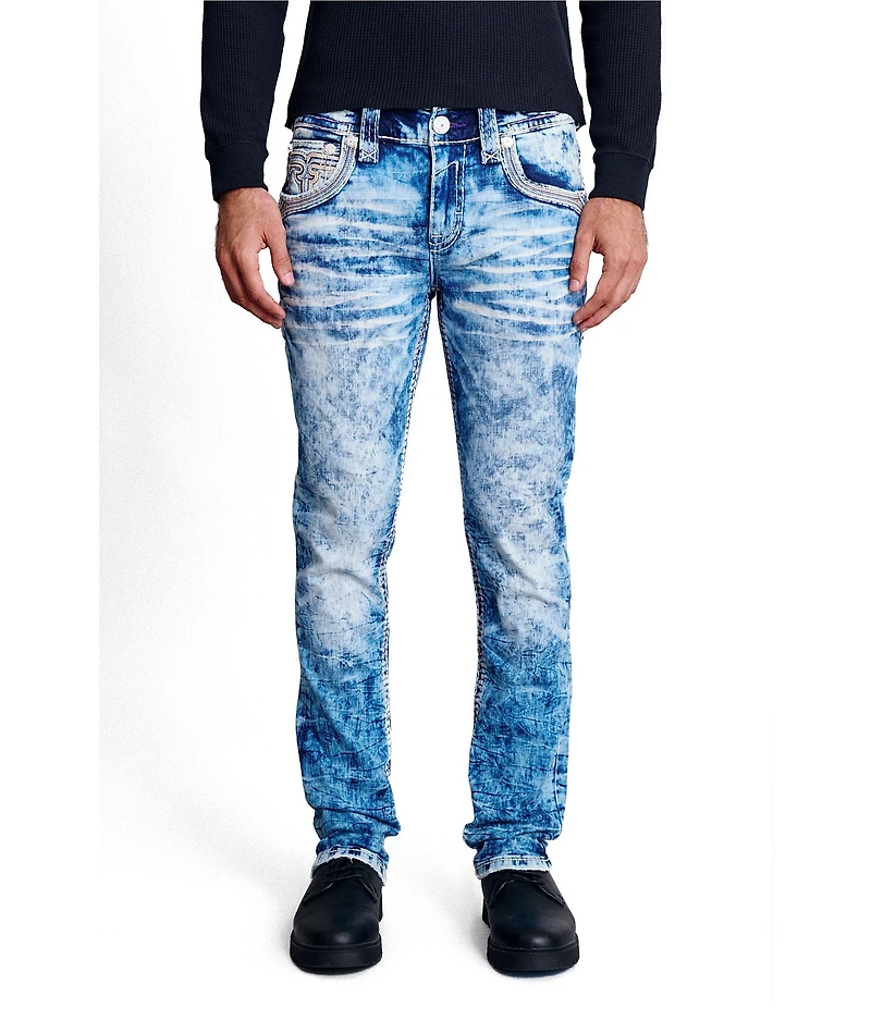 Rock Revival Cayden Alternative 32#double; Straight Leg Acid Wash Jeans