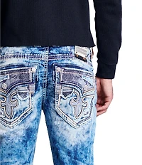 Rock Revival Cayden Alternative 32#double; Straight Leg Acid Wash Jeans