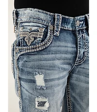 Rock Revival Emiliano Fleur-de-Lis Straight Leg Distressed Jeans