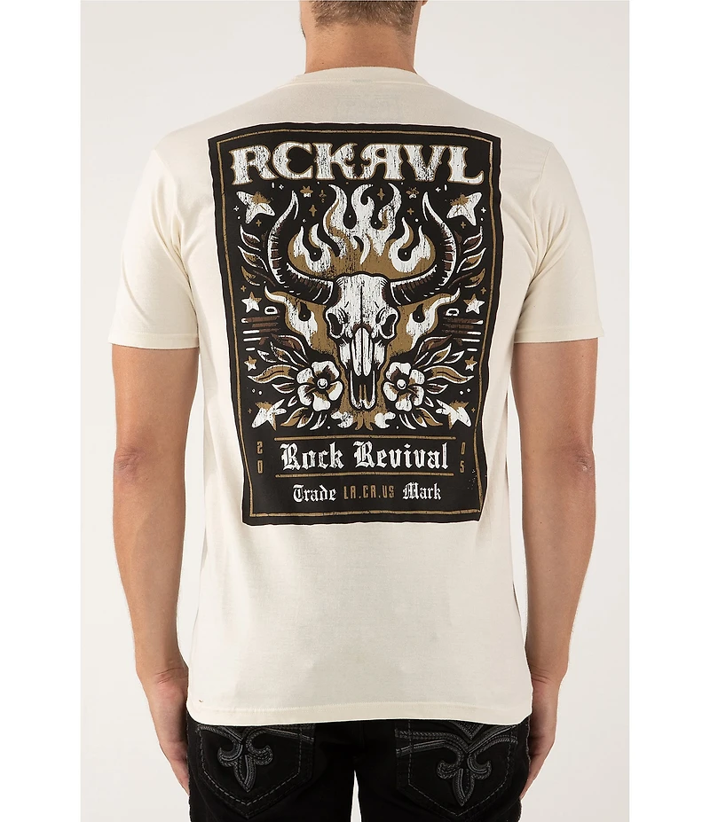 Rock Revival Flaming Steer Head Graphic Short Sleeve T-Shirt