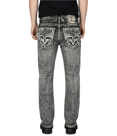 Rock Revival Haiden Straight Black Washed 32#double; Inseam Jeans