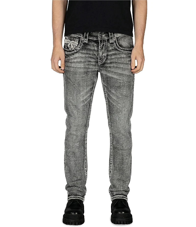 Rock Revival Haiden Straight Black Washed 32#double; Inseam Jeans