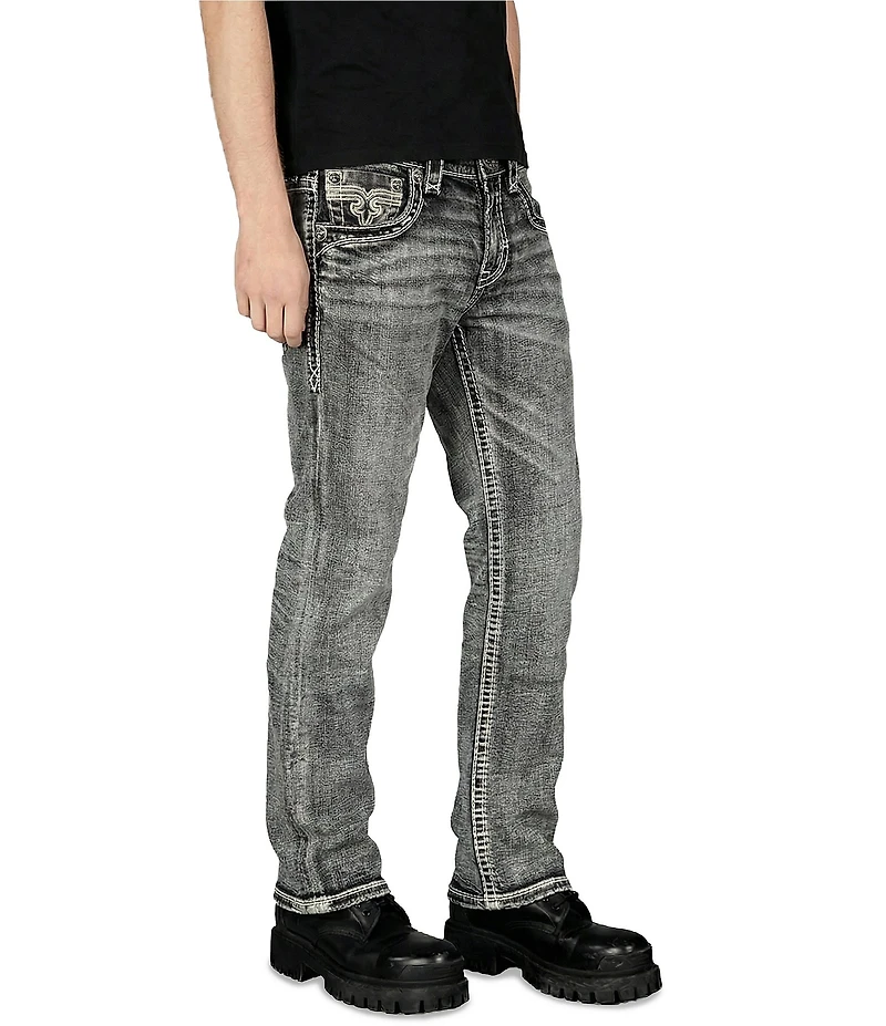 Rock Revival Haiden Straight Black Washed 32#double; Inseam Jeans