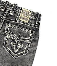 Rock Revival Haiden Straight Black Washed 32#double; Inseam Jeans