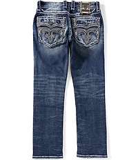 Rock Revival Jim Straight Leg Logo Patch Jeans