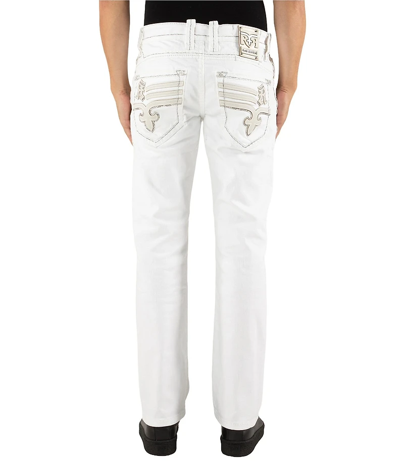 Rock Revival Justin Inverted-Fleur-De-Lis Pocketed Straight-Leg Jeans