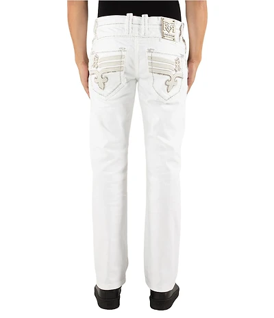 Rock Revival Justin Inverted-Fleur-De-Lis Pocketed Straight-Leg Jeans