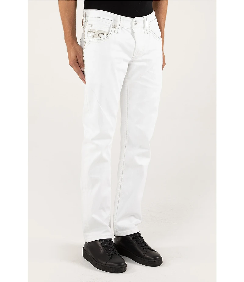 Rock Revival Justin Inverted-Fleur-De-Lis Pocketed Straight-Leg Jeans