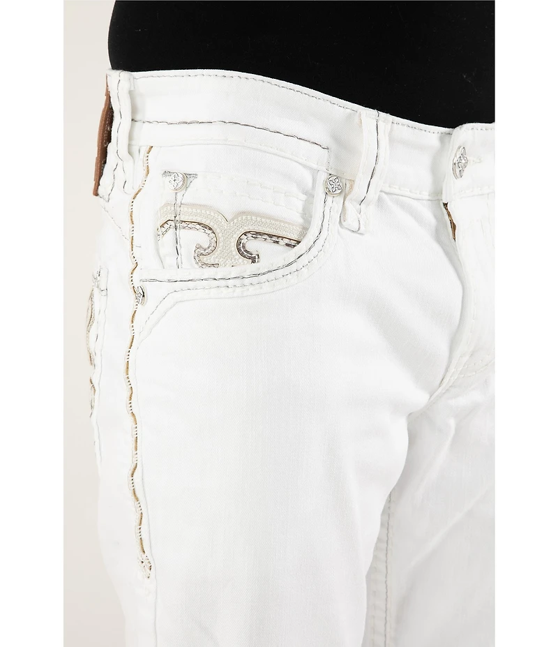 Rock Revival Justin Inverted-Fleur-De-Lis Pocketed Straight-Leg Jeans
