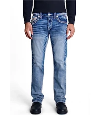 Rock Revival Karter Straight Leg Fleur-De-Lis-Embroidered Pocketed Jeans