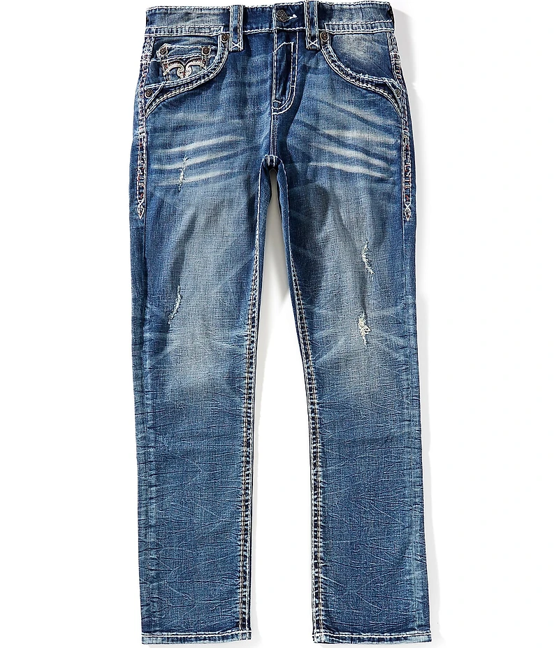 Rock Revival Marcelo Straight Leg Inverted-Fleur-De-Lis-Embroidered Jeans