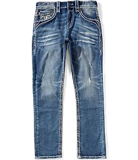 Rock Revival Marcelo Straight Leg Inverted-Fleur-De-Lis-Embroidered Jeans