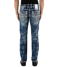 Rock Revival Maurice Inverted-Fleur-De-Lis Pocketed Straight Leg Jeans