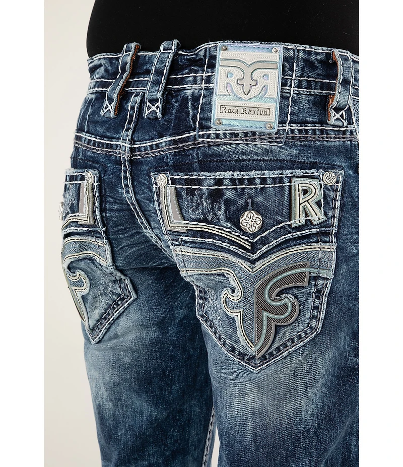 Rock Revival Maurice Inverted-Fleur-De-Lis Pocketed Straight Leg Jeans