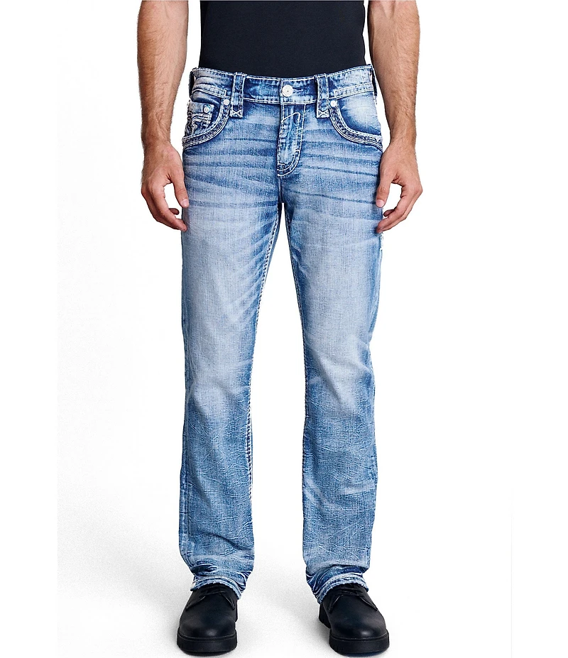 Rock Revival Reece Straight Leg Fleur-De-Lis-Overlay Pocketed Jeans