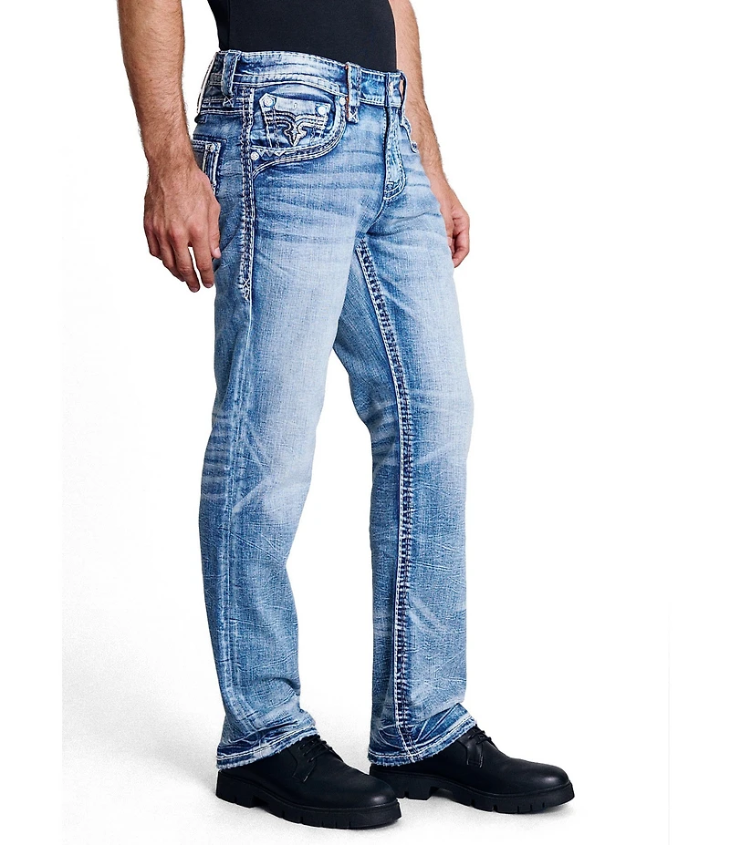Rock Revival Reece Straight Leg Fleur-De-Lis-Overlay Pocketed Jeans