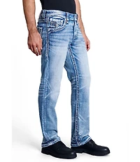 Rock Revival Reece Straight Leg Fleur-De-Lis-Overlay Pocketed Jeans