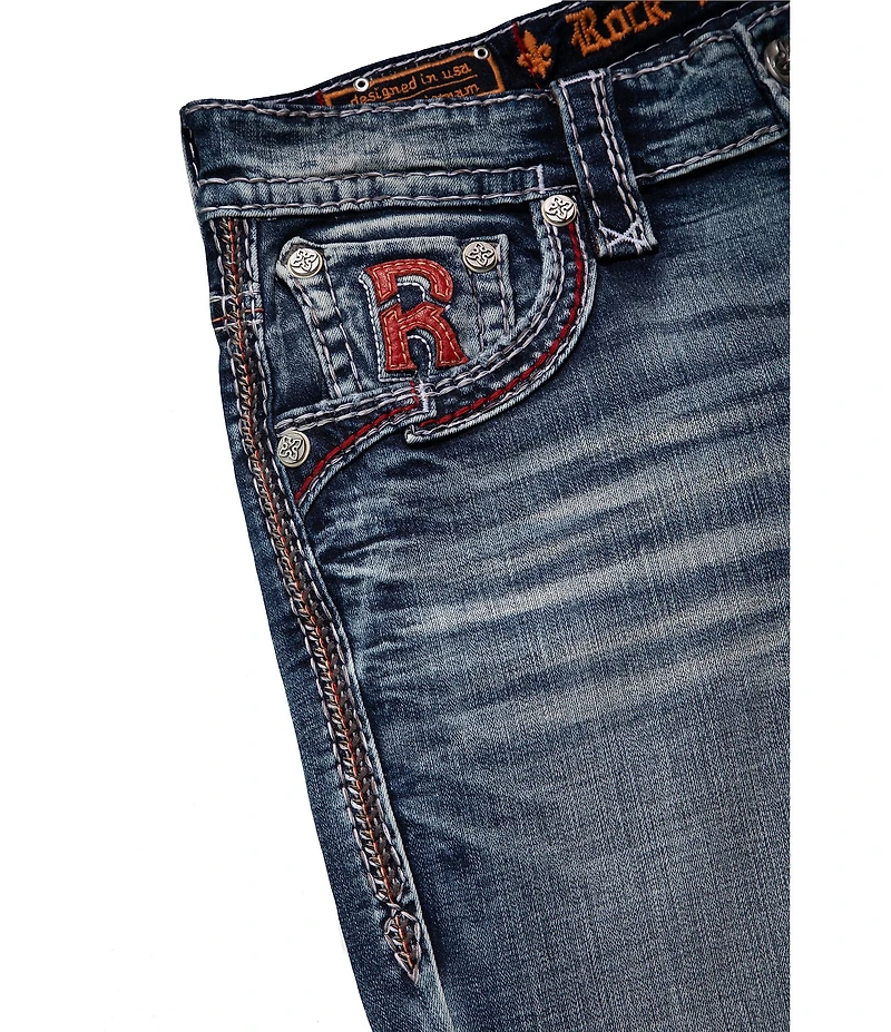 Rock Revival Reggie Straight-Leg Fleur-De-Lis-Embroidered-Pocket Jeans