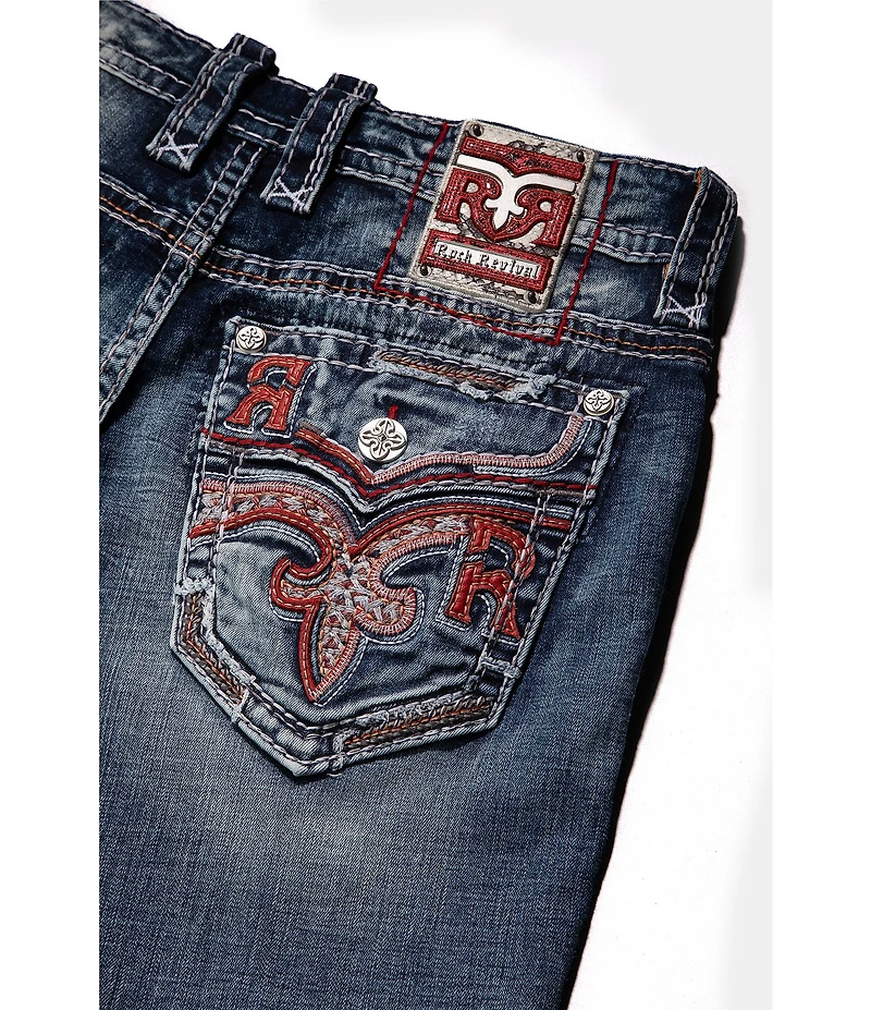 Rock Revival Reggie Straight-Leg Fleur-De-Lis-Embroidered-Pocket Jeans