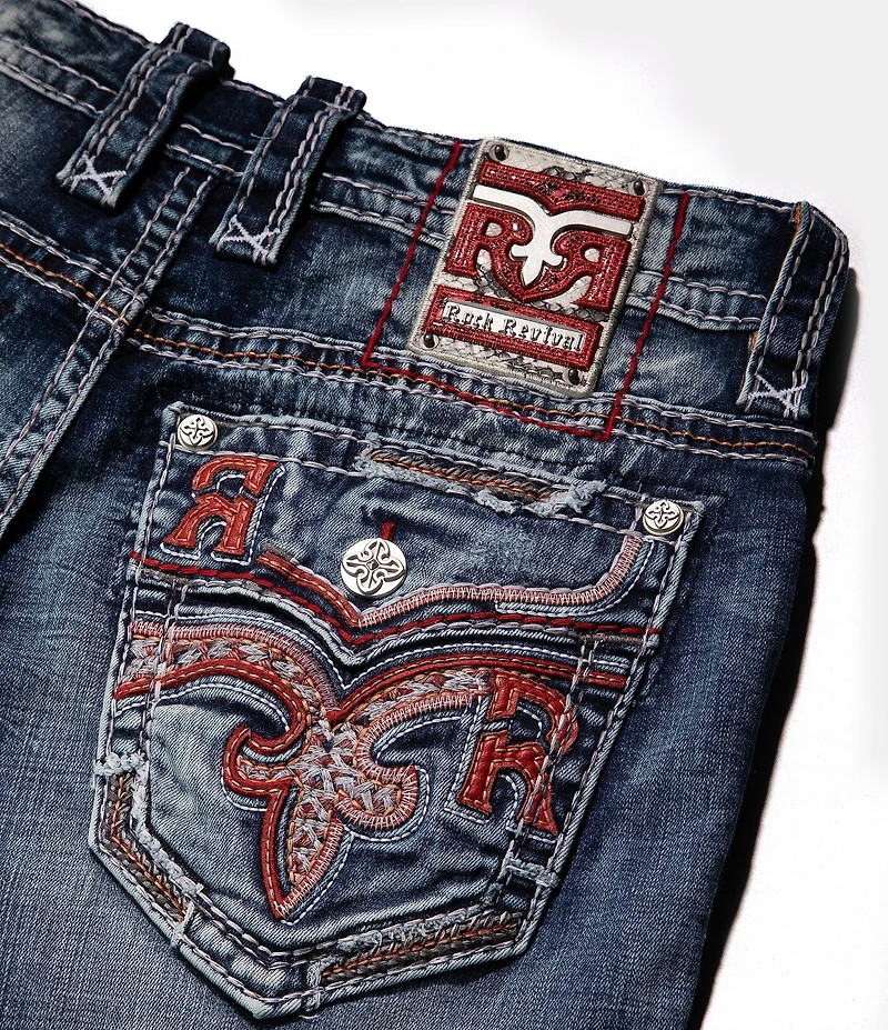 Rock Revival Reggie Straight-Leg Fleur-De-Lis-Embroidered-Pocket Jeans