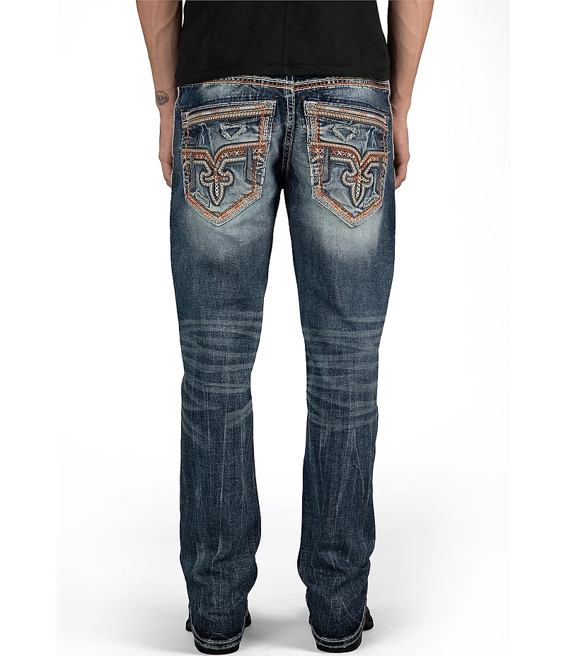 Rock Revival Ryder Straight Leg Fleur-De-Lis-Embroidered-Pocket Jeans