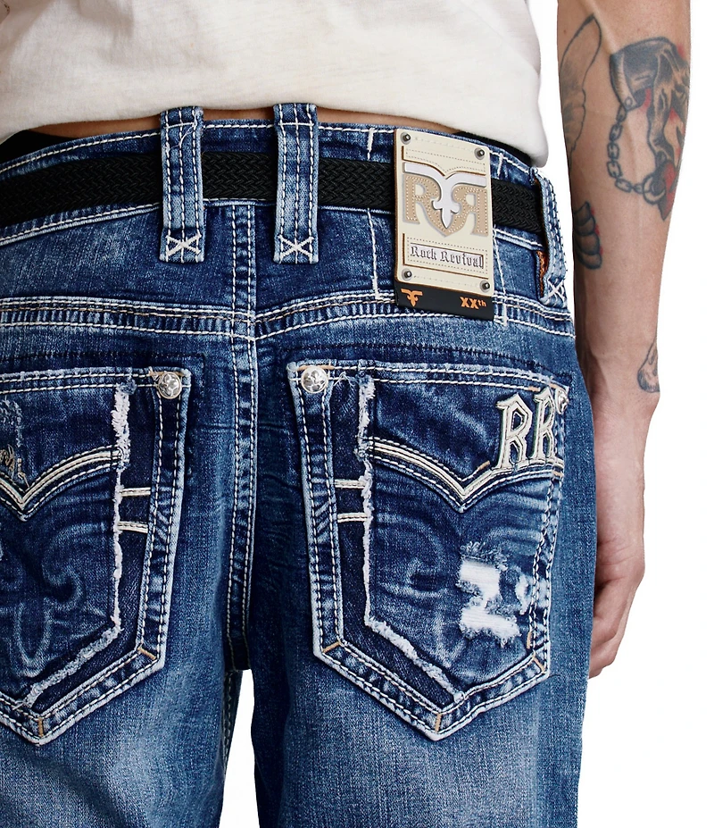 Rock Revival Vintage Inspired Fleur-De-Lis Pocket 32#double; Straight Leg Jeans