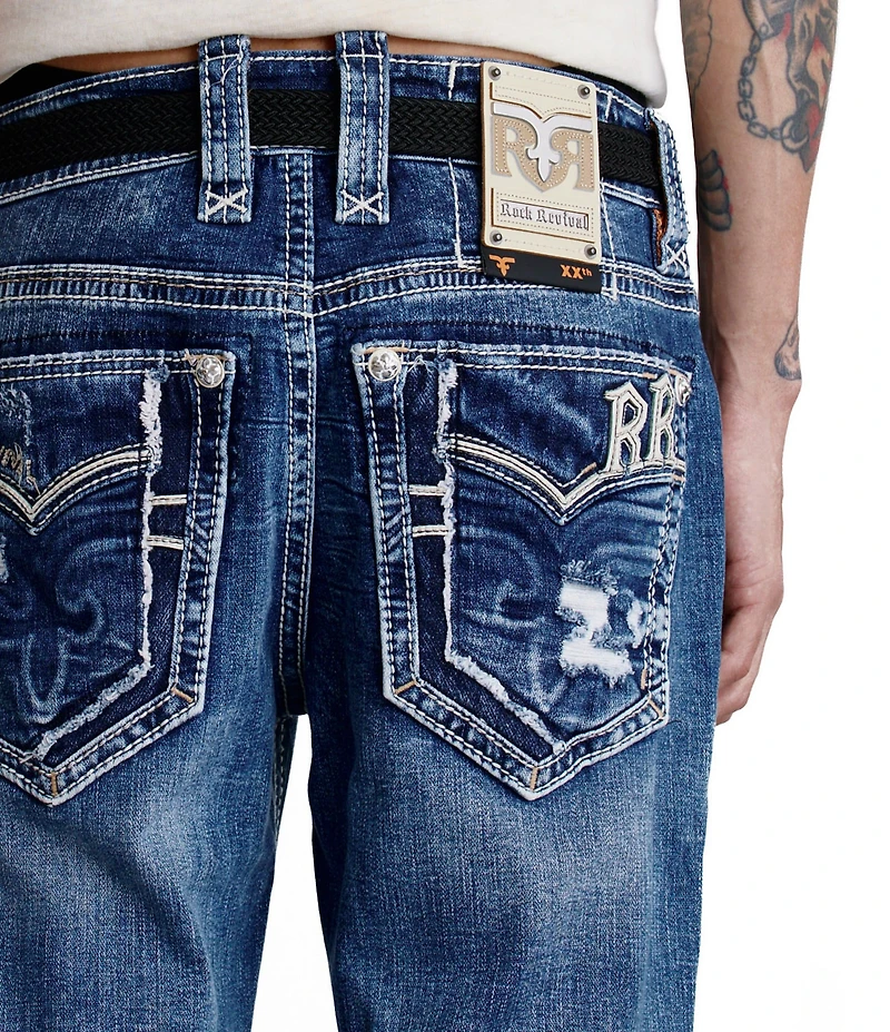 Rock Revival Vintage Inspired Fleur-De-Lis Pocket 32#double; Straight Leg Jeans