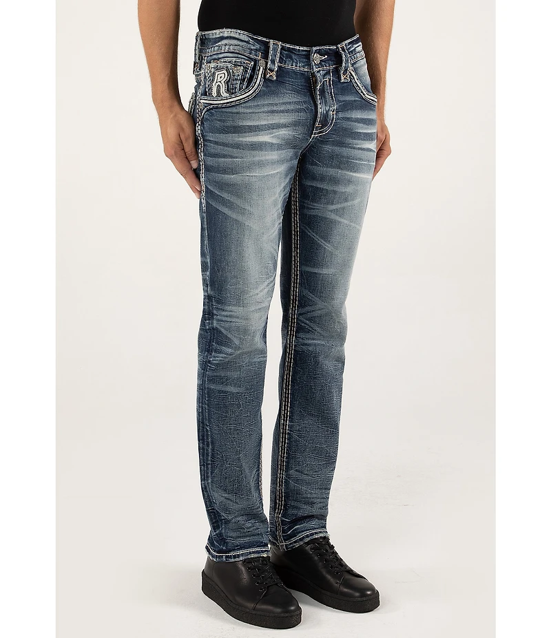 Rock Revival Ziggy Inverted-Fleur-De-Lis Pocket Straight Leg Jeans