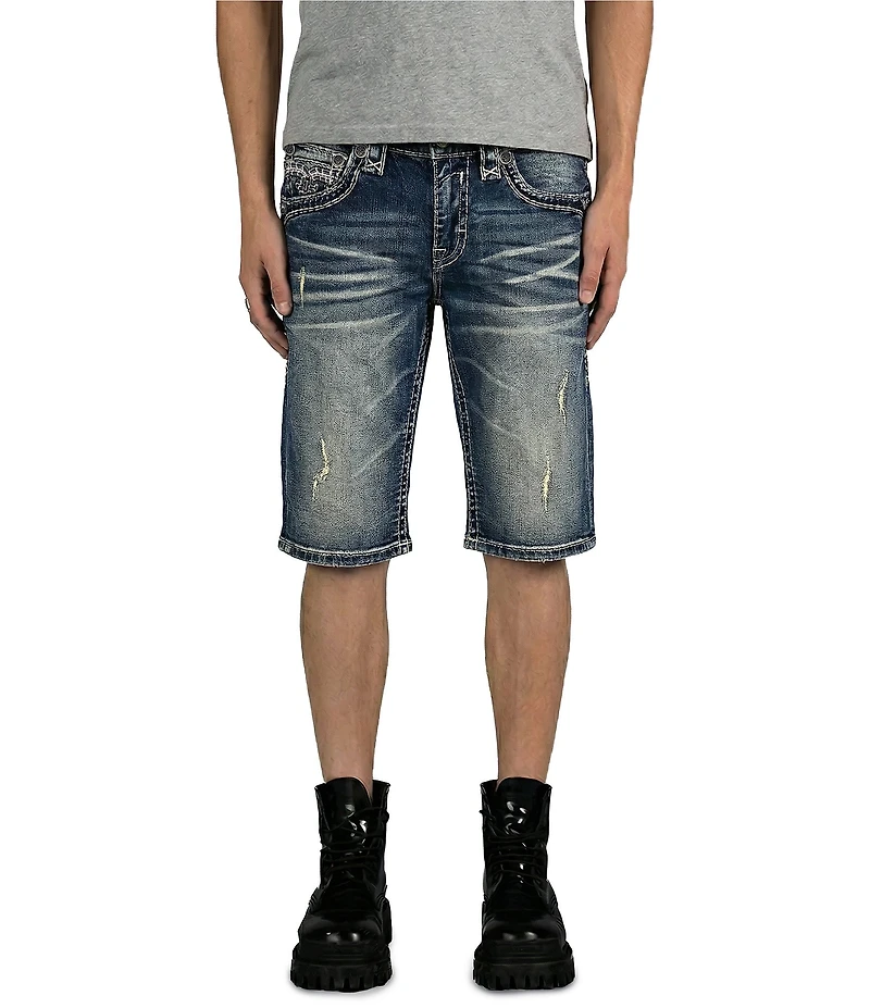 Rock Revival Zinfandel Deep Toned Medium Wash 14#double; Inseam Denim Shorts