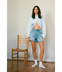 Rolla's 90's Relaxed Mid Rise Raw Hem Denim Shorts