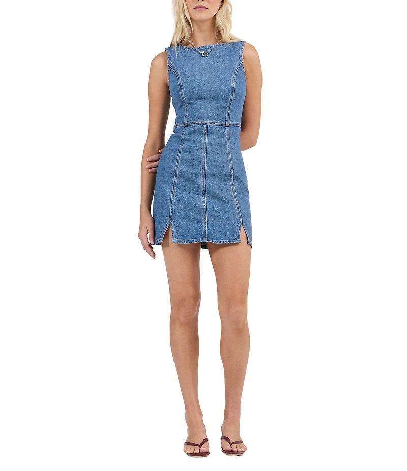 Rolla's Carmen Boat Neck Sleeveless Denim Mini Dress