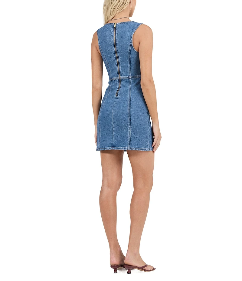 Rolla's Carmen Boat Neck Sleeveless Denim Mini Dress