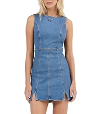 Rolla's Carmen Boat Neck Sleeveless Denim Mini Dress