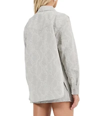 Rolla's Drift Python Printed Collared Long Sleeve Oversized Denim Jacket