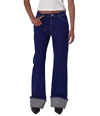 Rolla's Heidi Low Rise Turn Up Straight Leg Cuff Jeans