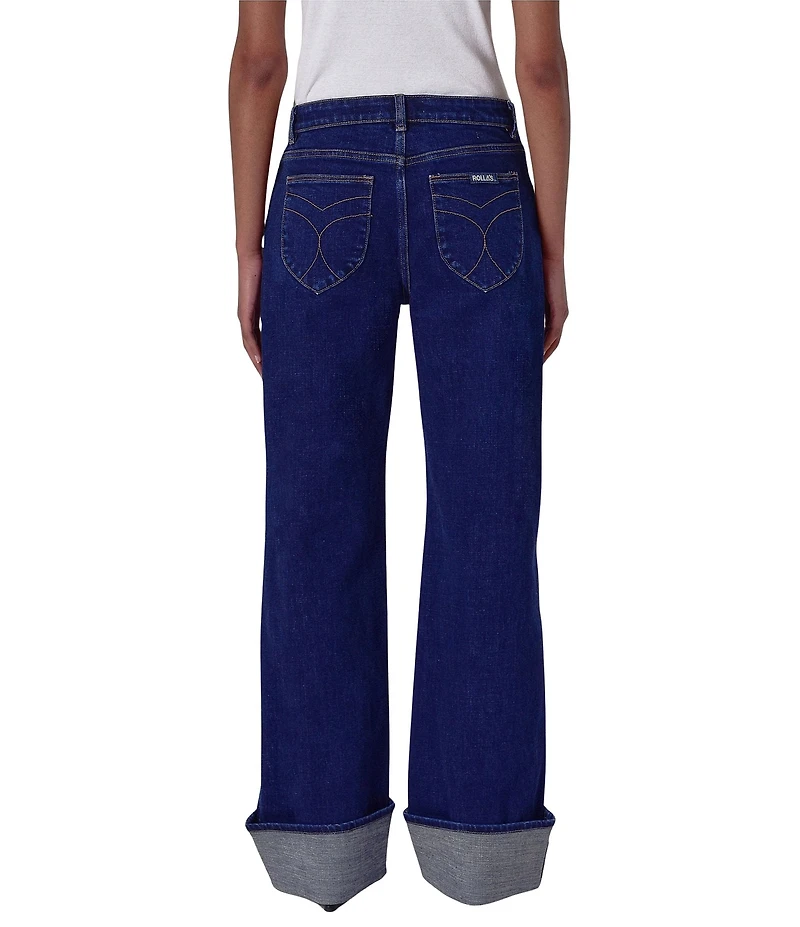 Rolla's Heidi Low Rise Turn Up Straight Leg Cuff Jeans