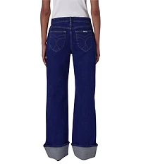 Rolla's Heidi Low Rise Turn Up Straight Leg Cuff Jeans