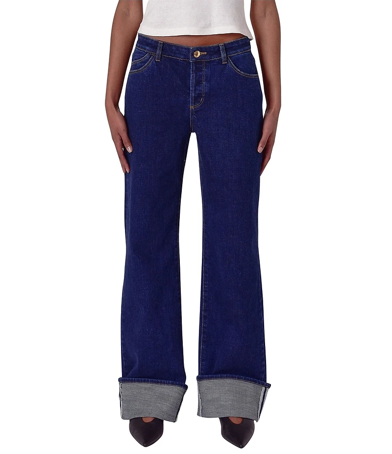 Rolla's Heidi Low Rise Turn Up Straight Leg Cuff Jeans