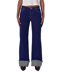 Rolla's Heidi Low Rise Turn Up Straight Leg Cuff Jeans