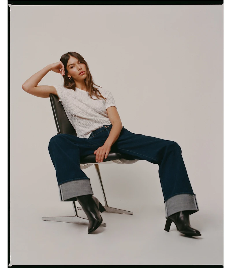 Rolla's Heidi Low Rise Turn Up Straight Leg Cuff Jeans