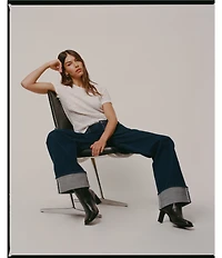 Rolla's Heidi Low Rise Turn Up Straight Leg Cuff Jeans