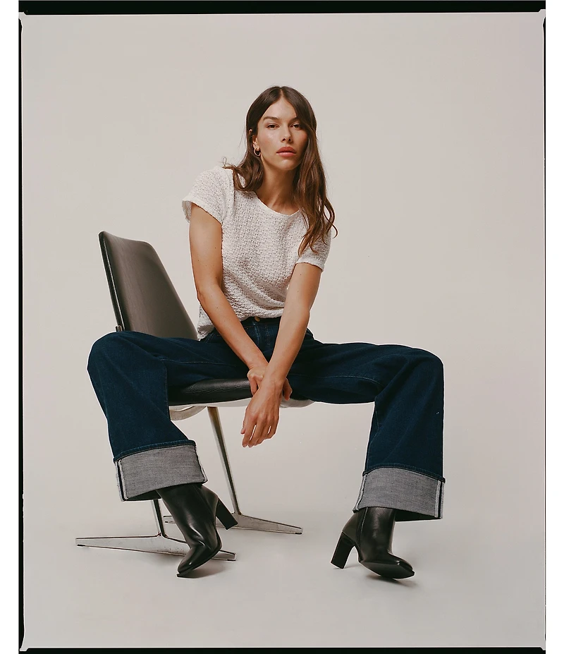 Rolla's Heidi Low Rise Turn Up Straight Leg Cuff Jeans