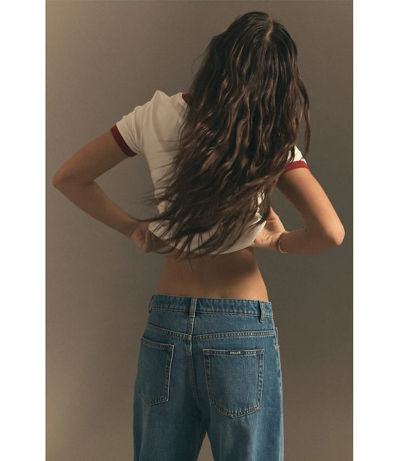 Rolla's Kate Baggy Mid Rise Relaxed Wide Straight Leg Jeans