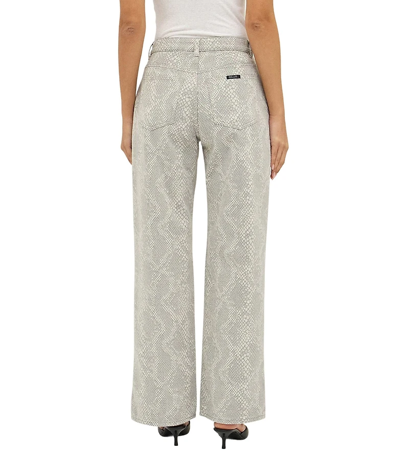 Rolla's Kate Baggy Python Printed Mid-Rise Wide Straight Leg Denim Jeans