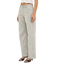 Rolla's Kate Baggy Python Printed Mid-Rise Wide Straight Leg Denim Jeans