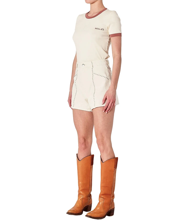 Rolla's Mirage High-Rise Cream Sparkle Shorts